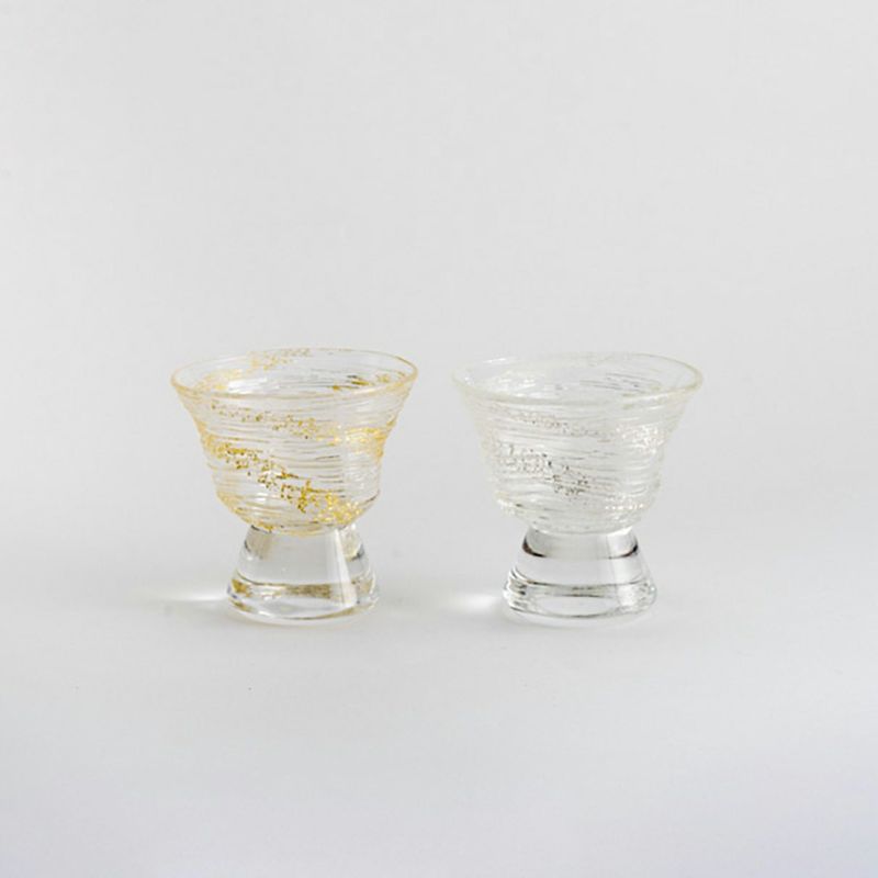 Frozen sake cups (gold and silver pair)