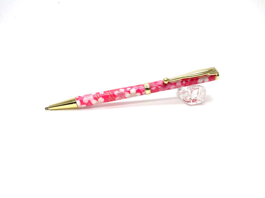 03 美濃和紙Pen/桜と流水・濃桃色