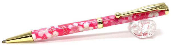 03 美濃和紙Pen/桜と流水・濃桃色