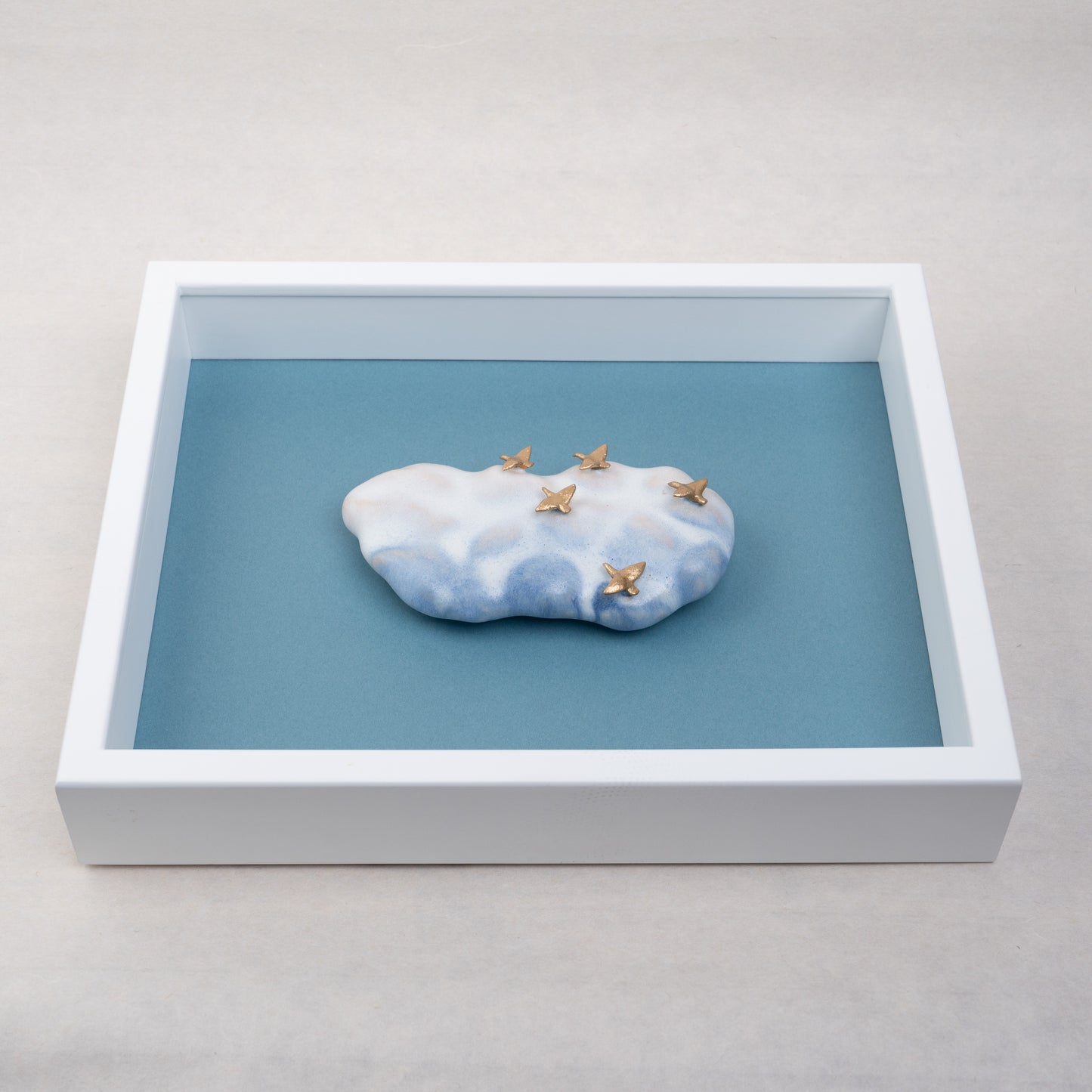 【伴 善雄】06_額装「 Bird 」(Blue)