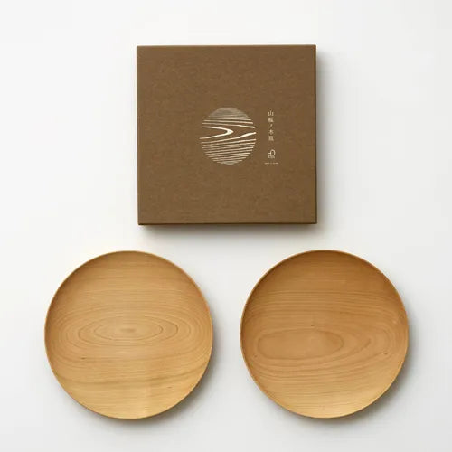 2-Piece Mountain Cherry Wood Plate Set, Medium Plates