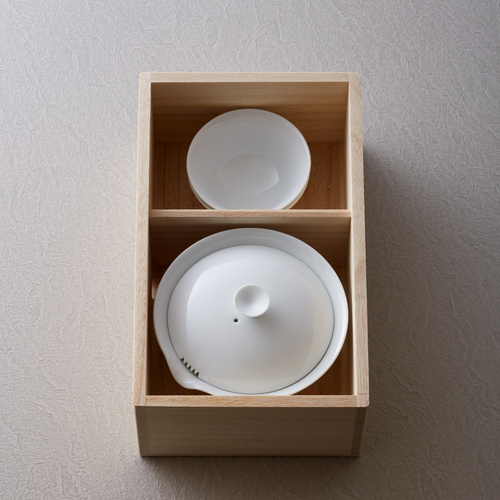 Teapot and 2 Cups Set, White Porcelain