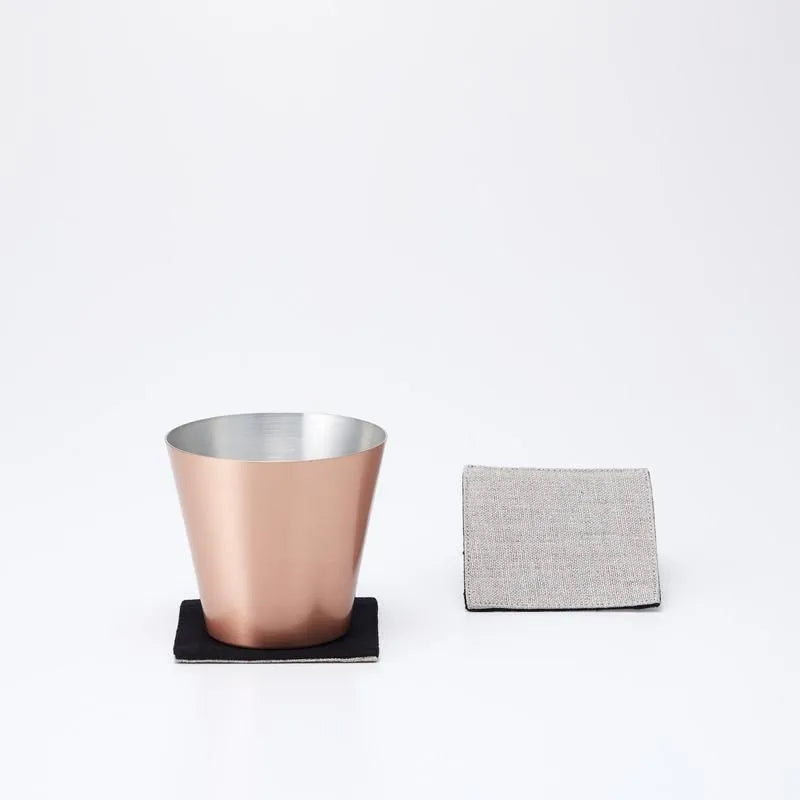 Pure Copper Cup with Coaster, Paulownia Box, Matte