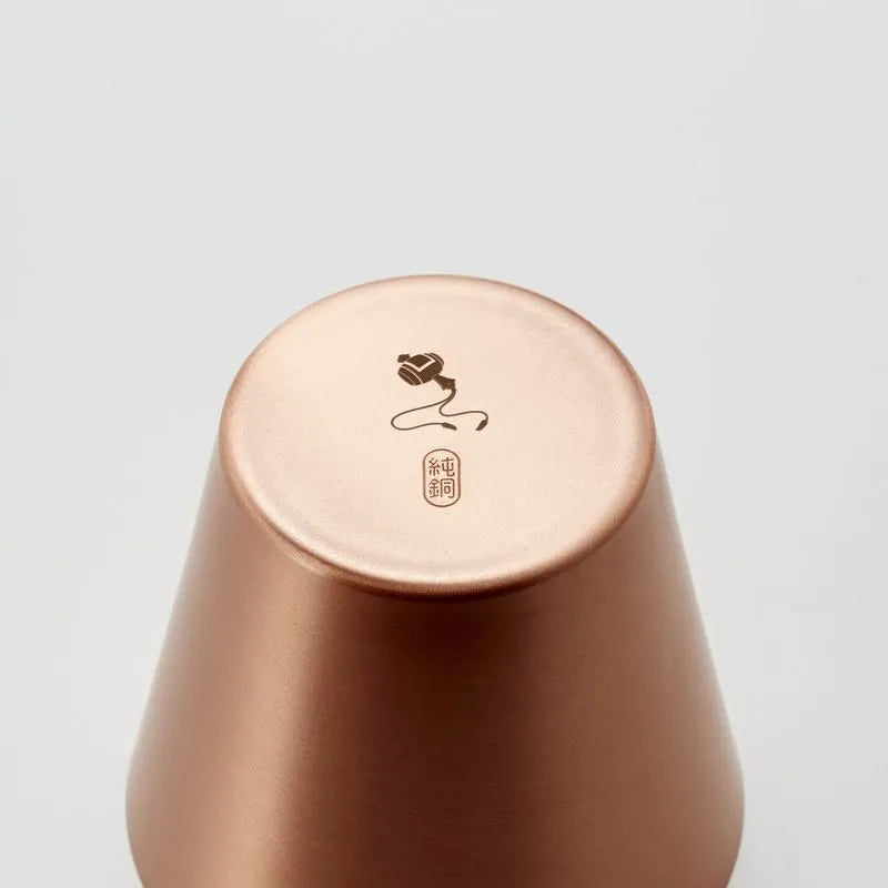 Pure Copper Cup with Coaster, Paulownia Box, Matte