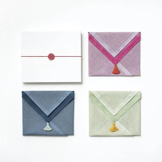 育 はんかち　3枚セット 時節・ご挨拶　青・白・藤