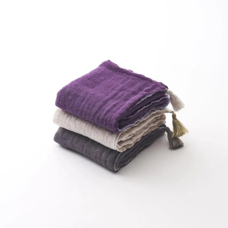 育 はんかち　3枚セット 志　紫・生成り・銀