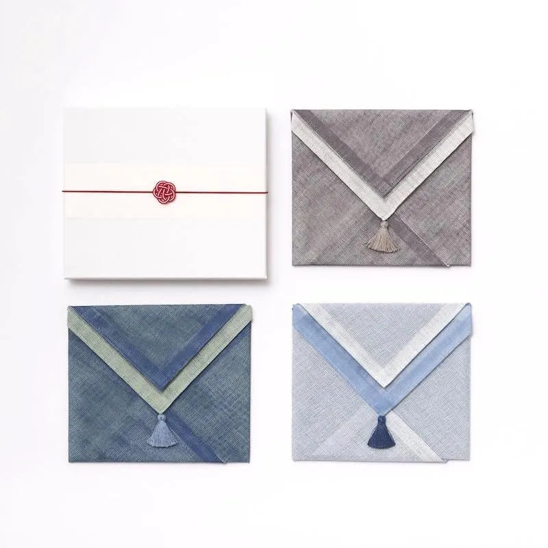 育 はんかち　3枚セット 紳士・父の日　藍・空・銀