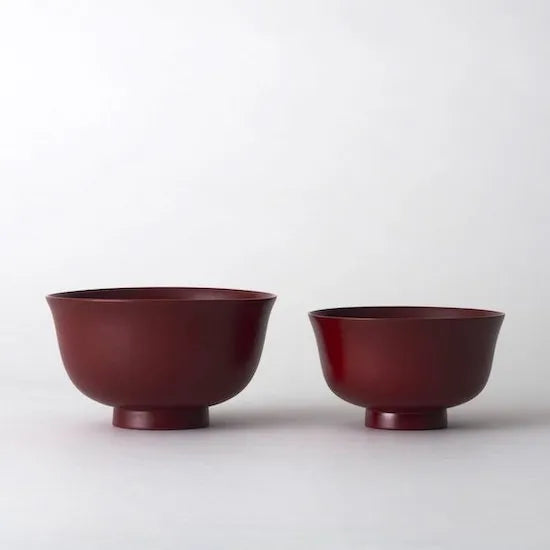 Hagari Soup Bowl, Wiped Lacquer, Red
