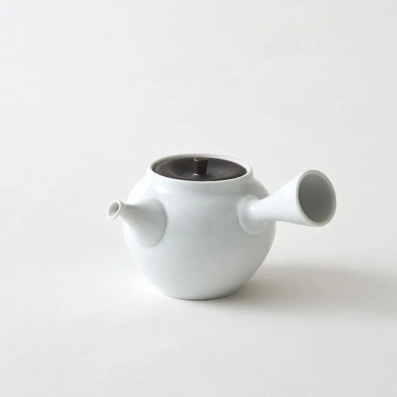 茶器　急須、湯呑2個セット 桐箱入り　錆釉　白/茶