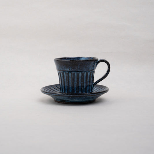 [Hiroko Ban] 08_Cup and saucer (lapis lazuli glaze) 