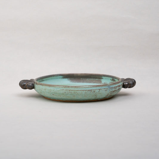 [Hiroko Ban] 15_Flower-ear plate (bronze glaze) 