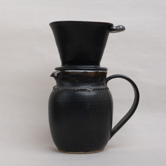 [Hiroko Ban] 24_Coffee dripper and pitcher set (silver glaze) 