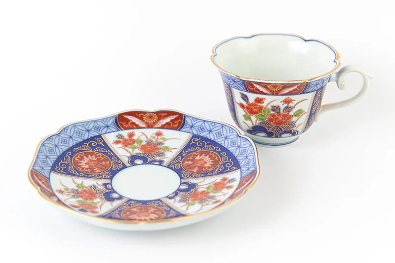 Teacup and Plate, Somenishiki Ko-Imari (Red)