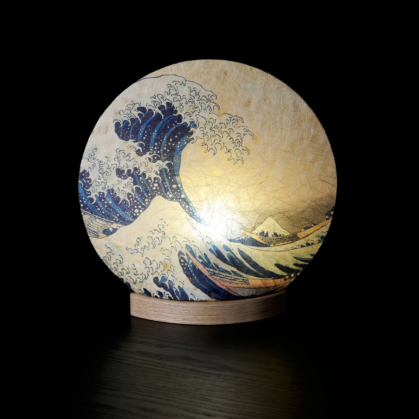 丸型照明　葛飾北斎　神奈川沖浪裏